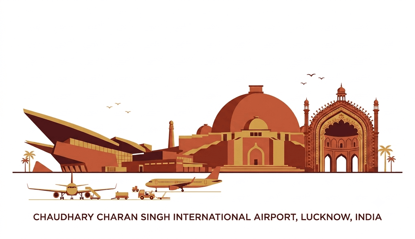 Taxi waiting outside Chaudhary Charan Singh International Airport, Lucknow